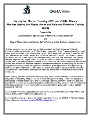 Fillable Online Society for Plastics Industry (SPI) and OSHA Alliance ...