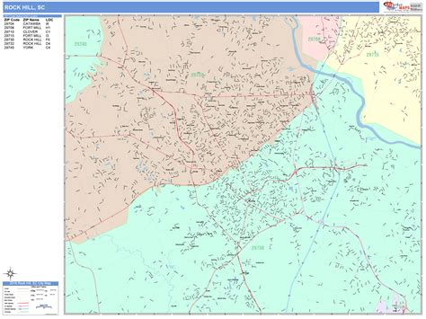 Rock Hill South Carolina Wall Map (Color Cast Style) by MarketMAPS ...