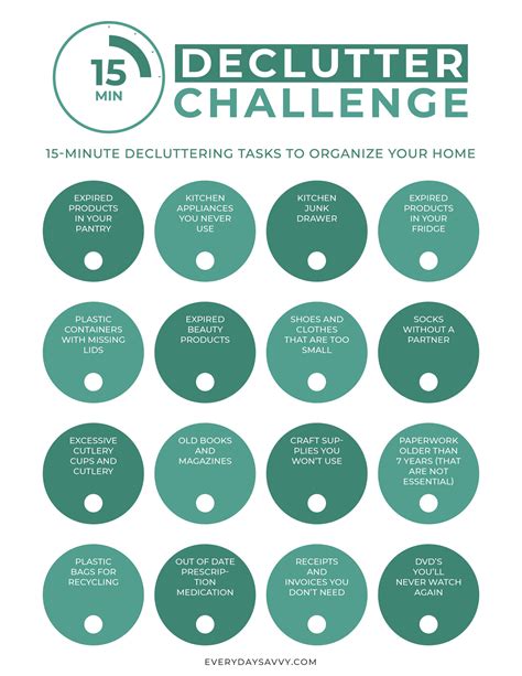 15 Minute Daily Declutter Challenge with Declutter Printable - Everyday Savvy