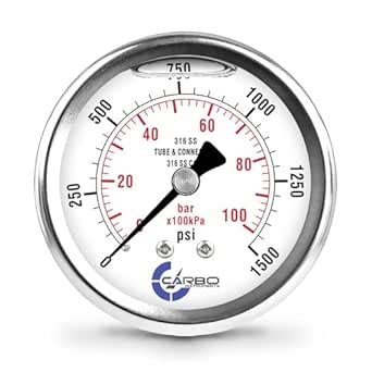 CARBO Instruments 2 1-2" Pressure Gauge, All Stainless Steel Wetted ...