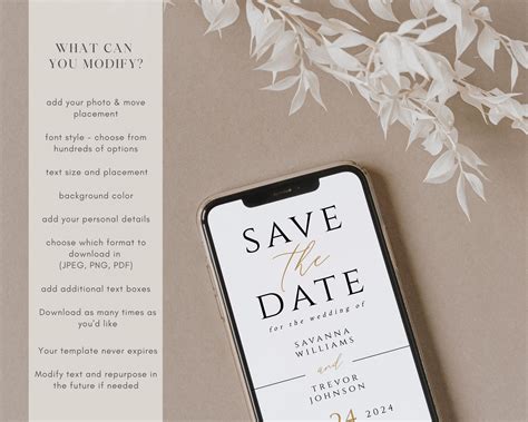 Electronic Save the Date Template Modern Save the Date - Etsy