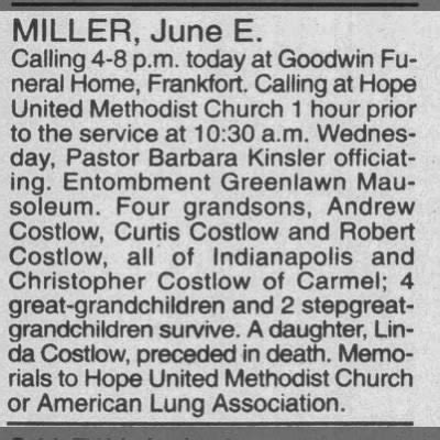 June Elizabeth Conner Miller obituary-Journal and Courier, Lafayette ...