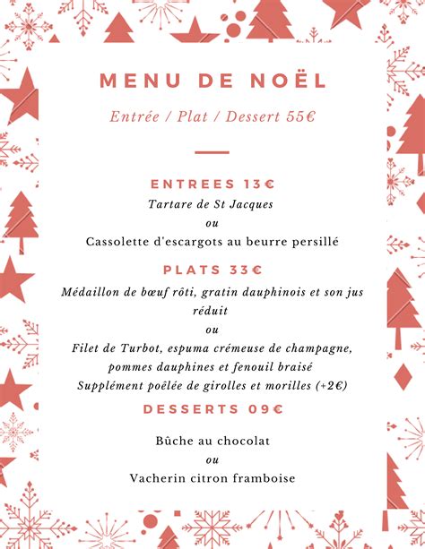 Menu de Noël – Restaurant Emaillerie