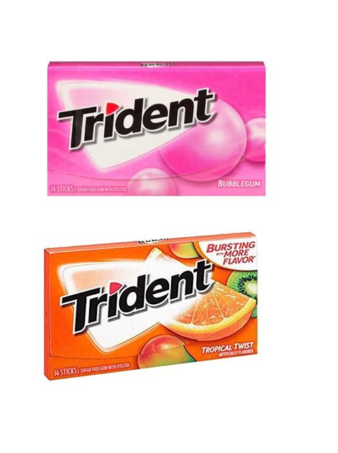 Trident Sugar Free Chewing Gum Bubblegum Flavor 14 Sticks, 26 G And ...
