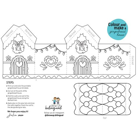 Free printable template for gingerbread house, Download Free printable ...