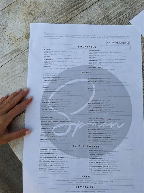 Menu at Spain Wine Bar, Ocean City, 13 St Louis Ave