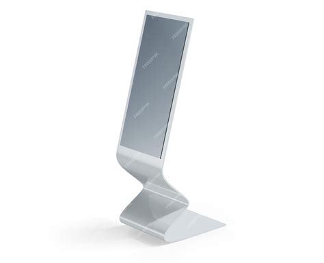 Silver metallic interactive information terminal front view of a touch ...