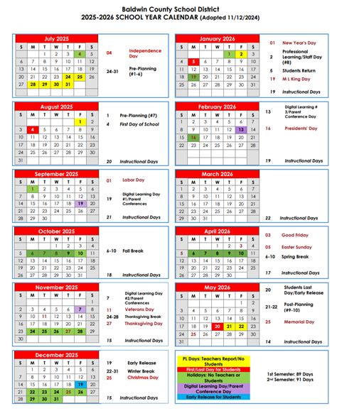 Baldwin County School Calendar 2025-2026 - My School District Calendar