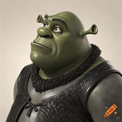 3D render portrait of the character Shrek looking up. on Craiyon