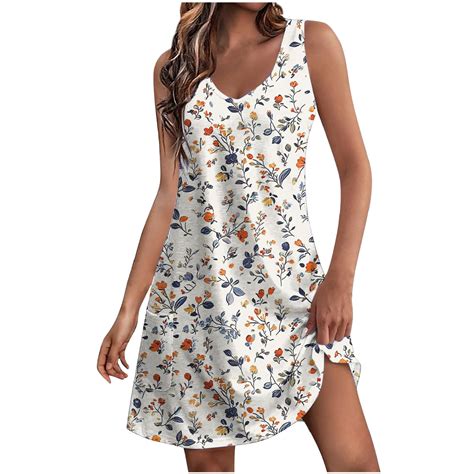 DeHolifer Womens Dresses Summer Floral Beach V-Neck Dresses Short ...