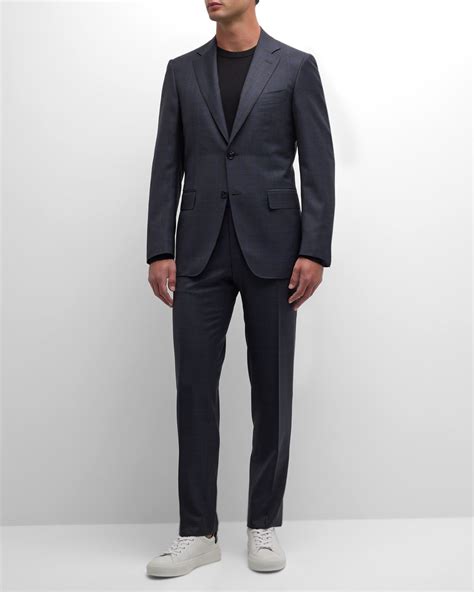 Canali Men's Textured Windowpane Wool Suit | Neiman Marcus