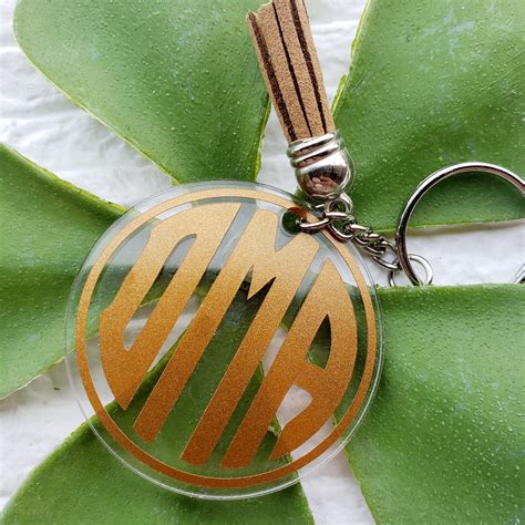 Acrylic Monogram Keychain 2 Acrylic Round Key Chain | Etsy