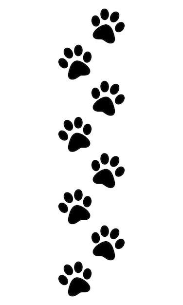 Traces d'animaux empreintes de pattes silhouette vectorielle en noir et ...