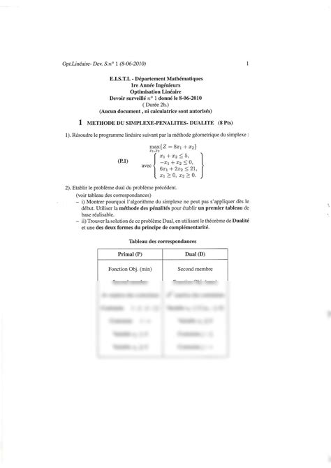 Exercices Corriges Optimisation Programme Lineaire 的图像结果