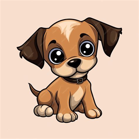 Premium Vector | A cartoon dog with big eyes sits on a pink background.