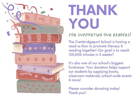 Support Our Read-a-Thon! - Cambridgeport PTO