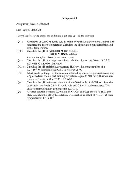 practice question paper - Assignment 1 Assignment date 16 Oct 2020 Due ...
