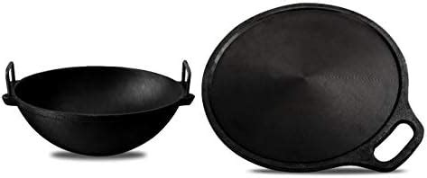 Mr. Butler Natural Pre-Seasoned Cast Iron Kadai/Wok - 9 Inch, 1.5 L ...