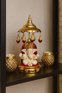 SVGG DECORS Lord Ganesha Idol on Golden Singhasan | Ganpati Murti for ...