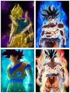 Combo of 4 Premium Goku Poster Dragon ball anime poster(sitcker paper ...