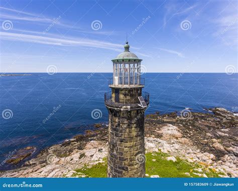 Thacher Island Lighthouse, Cape Ann, MA, USA Stock Image - Image of ...