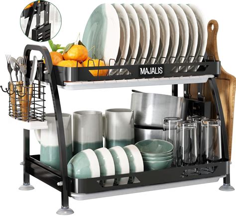 Dish Rack 2 Tier Stainless Steel Large Dish Drying Rack with 4 ...