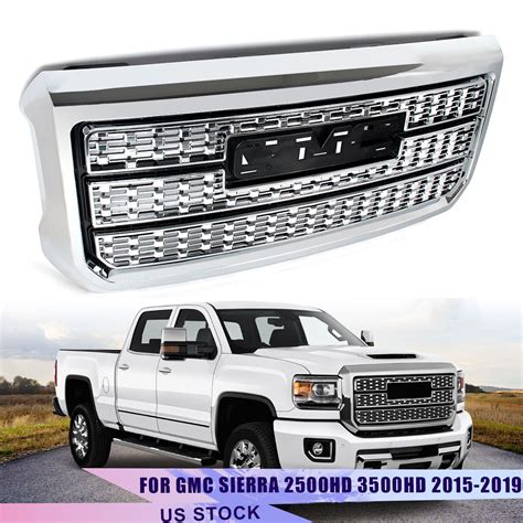 For GMC Sierra 2500HD 3500HD 2015-2019 Front Bumper Grille Chrome Hood Grill | eBay