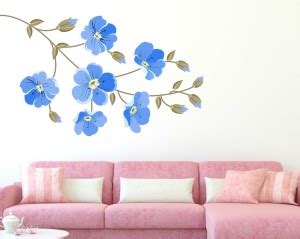 Fiery Mart 120 cm Blue Flower Extra Large Vinyl Wallsticker (120 cm x ...