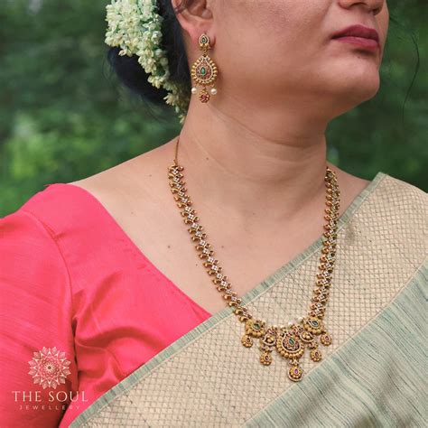 Chitrani Antique Gold-Plated Long Necklace & Earring Set – The Soul ...