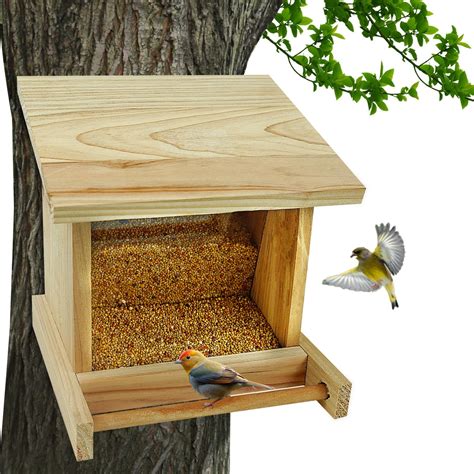 Amazon.com : Large Cedar Bird House, Bird Feeder Hopper - Bird Feeders ...