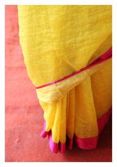 Lapis Turmeric Tissue Chanderi Saree