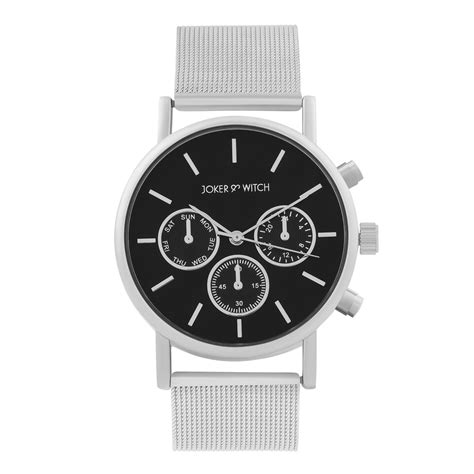Shop Online Moscow Black Round Dial Silver Metallic Strap Watch by ...
