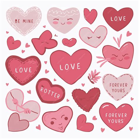 Cute heart and message stickers set illustration | Premium AI-generated ...