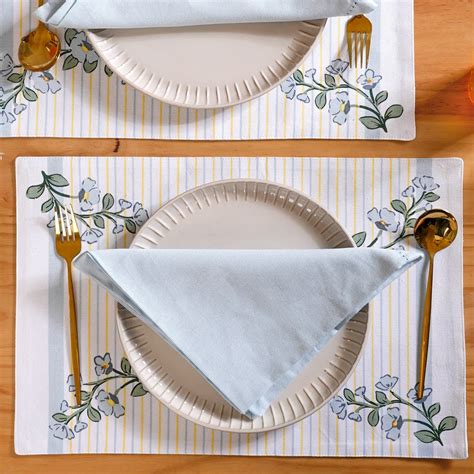 Azzurro Premium Cotton Table Napkin Set Of 6 Online - Premium Table ...