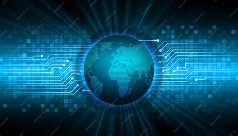 World binary circuit board future technology blue hud cyber security ...