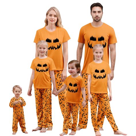 Matching Family Halloween Pajamas Set - 2025 Cute Halloween Smiling Face Print PJs Sets 2 Pieces ...