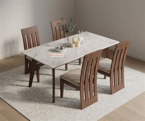 Vedh(Agar) 4 Seater Dining Sets Indian Marble Set – Furnishka