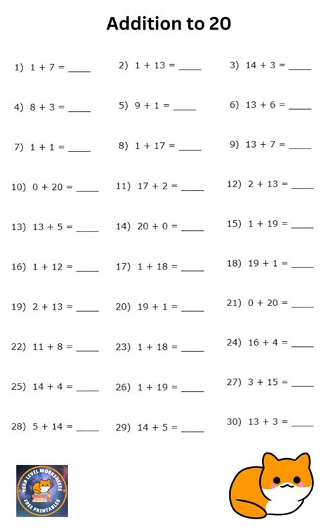 Grade 1: Adding within 20 Worksheets – Free Year Level Worksheets