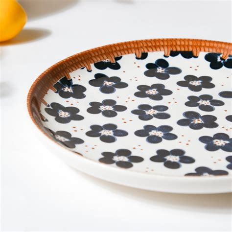 Sylvan Floral Patterned Ceramic Snack Plate 7.5 Inch