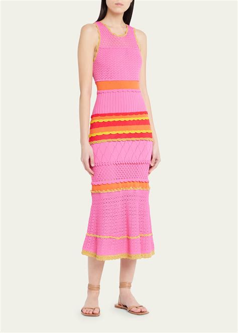 Milly Mixed Pointelle Knit Midi Dress - Bergdorf Goodman