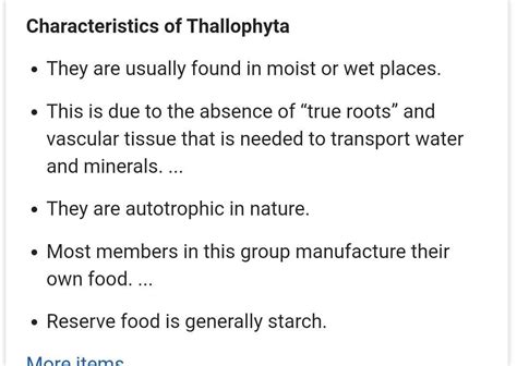 Give the characteristic of thallophyta. Maximum 5 characteristic ...