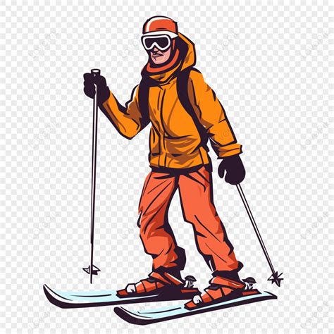 Skiier Clipart Skiing Male With Skis Isolated Cartoon Illustration In ...