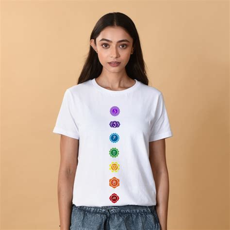 Chakras Women's Yoga T-Shirt | White & Black Cotton | Gogirgit