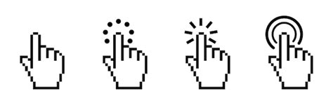 Pointer computer mouse icon in pixel style. clicking cursor pointing ...