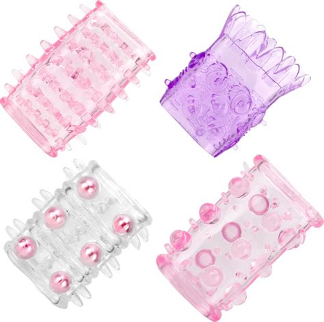 Amazon.com: 4 PCS Reusable Penis Sleeves, Random Color Condoms Male Cock Extender Enlarger G ...