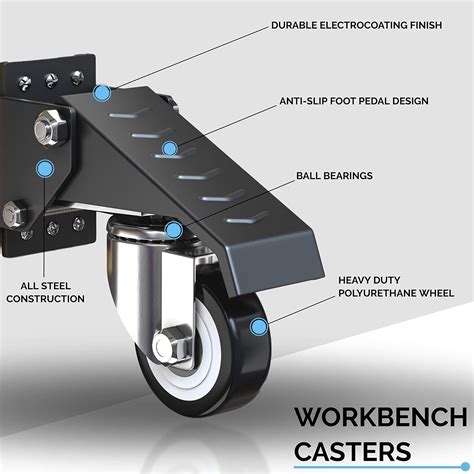 Buy GBL Heavy Duty Retractable Workbench Caster Wheels + Screws - Set ...