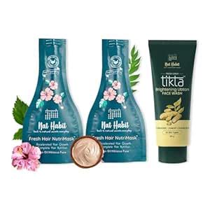 Nat Habit Hair Mask & Face Wash Combo 5 Oil Hibiscus Nutrimask ...