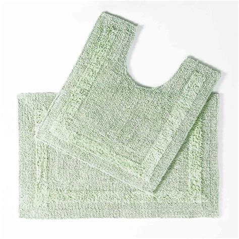Luxury Reversible Bath Mat Set - Sage Green