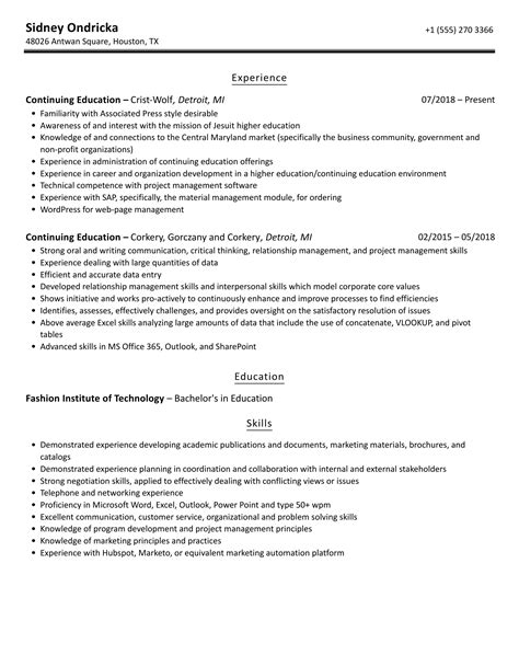 Continuing Education Resume New London Adult And Continuing Education