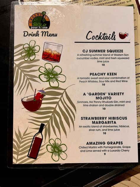 Menu at Greene's Pour House pub & bar, Neenah